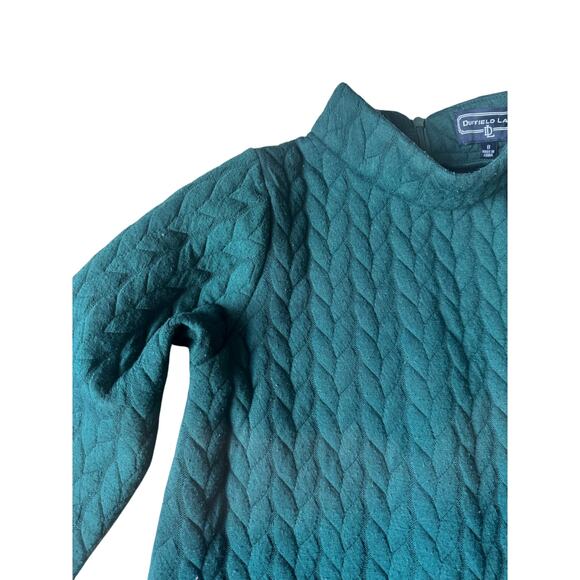 Duffield Lane | Hunter Green High Neck Cable Knit Dress | Size 8 - Picture 2 of 6